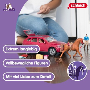 Set de Joaca Schleich Horse Club cu SUV si Remorca pentru Cai, 110 Piese - Img 4