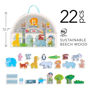 Set de Joaca Zoo HABA pentru copii de peste 18 luni, cu figurine din lemn - Img 4