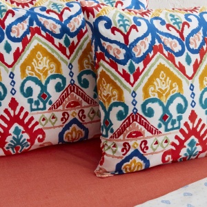 Set de lenjerie de pat KARACA Home Sarah Anderson, 3 piese, 155x220 cm, alb cu imprimeu albastru si roz - Img 4