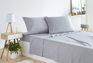 Set de lenjerie de pat Todocama, 4 piese, gri deschis, pentru pat 200x200 cm - Img 4