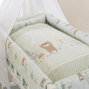 Set de lenjerie pentru bebelusi roba Woodland Buddies, 100 bumbac, 80x80 cm, pastel verde - Img 3