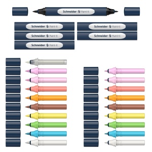Set de Markere Twin Schneider 040 Paint-It V2, 27 piese, 10 culori, cu varf pensula si varf rotund - Img 3