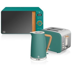 Set de Microunde, Toaster si Fierbator Swan Nordic, 1.7L, 2200W, Verde