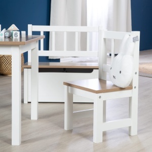 Set de mobilier pentru copii Kindersitzgruppe Woody - 2 scaune si masa, alb si lemn - Img 9