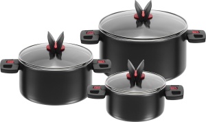 Set de Oale BALLARINI Click Cook, 3 piese, 16 cm, 20 cm, 24 cm, Negru - Img 1