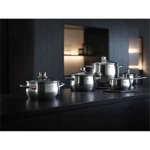 Set de oale cu inductie de calitate WMF 4 piese, set de oale de gatit cu capac de sticla, otel inoxidabil Cromargan lustruit, set de oale cu inductie neacoperite, deschidere cu abur - Img 8