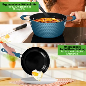 Set de Oale si Tigai NutriChef, 11 piese, Antiaderente, Inductie, Cu Manere Ergonomice - Img 4