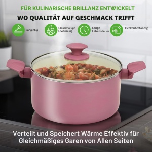 Set de Oale si Tigai NutriChef 54 Piese Antiaderent Roz Inclusiv Utensile de Bucatarie - Img 4