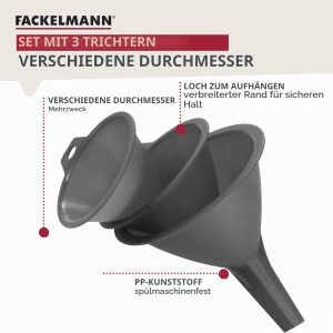 Set de Pahare cu Fackelmann, 3 bucati, plastic, culoare gri, dimensiuni 80-110mm - Img 2