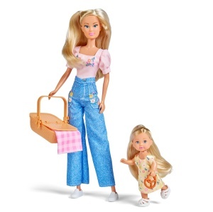 Set de Papusi Simba Steffi Love Picnic - Steffi 29 cm si Evi 12 cm, cu Cos de Picnic si Accesorii