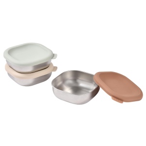 Set de recipiente din otel inoxidabil BEABA 3 cutii, 250 ml, BPA-free, reutilizabile - Img 2