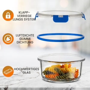 Set de recipiente pentru alimente NutriChef, 12 recipiente din sticla borosilicata, capacitate 325-1000 ml, culoare albastra - Img 7