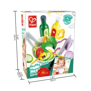 Set de salata Hape Set de salata de gradina, joc de imitatie de gatit din lemn pentru copii, ingrediente si accesorii pentru salata pentru obiceiuri alimentare sanatoase 1174340 - Img 5