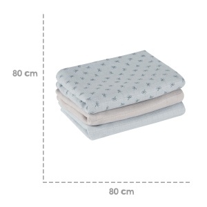 Set de Scutece Textile Roba Organic Lil Planet - 80 x 80 cm - Bio Bumbac - Albastru - Img 6