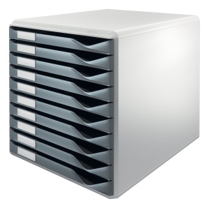 Set de Sertare Leitz 52810089, 10 Sertare, Gri, pentru Documente A4
