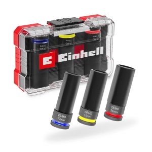 Set de Stecknuss Einhell 3 piese, CrMo, 171921 mm, 80 mm lungime