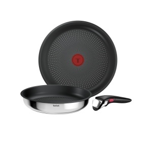 Set de tigai Tefal Ingenio Comfort Max, 3 piese, inox, antiaderent, design compact