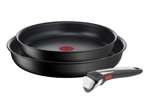 Set de tigai Tefal Ingenio Unlimited On 3 piese cu inductie cu acoperire antiaderenta, economie de spatiu, stivuibil, maner universal detasabil, semnal termic la temperatura ideala de prajire, L39598