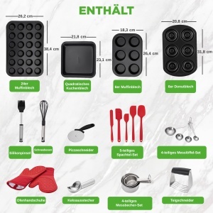 Set de unelte pentru copt NutriChef 42 piese, antiaderent, otel carbon - Img 3