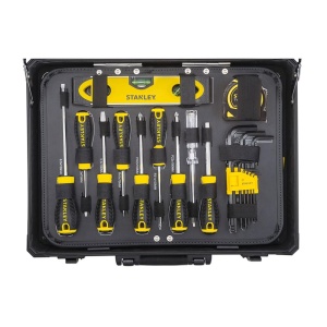 Set de unelte STANLEY 142 piese, inclusiv feronerie, cutit si lanterna, in cutie aluminiu - Img 6
