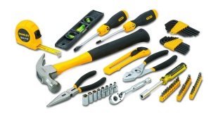 Set de unelte Stanley STMT0-94248, 65 piese, finisaj cromat, cuter, surubelnita, ciocan - Img 2