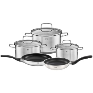 Set de Vase ROSLE Basic Line 5 piese, inox 1810, cu capac din sticla - Img 1