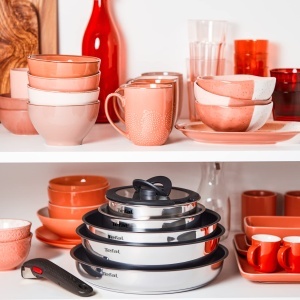Set de vase Tefal Ingenio Emotion L8979804 8 piese otel inoxidabil invelis antiaderent - Img 4