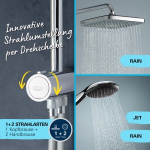 Set dus GROHE Vitalio Comfort 250, 2 tipuri de jeturi, crom, 26986001 - Img 3