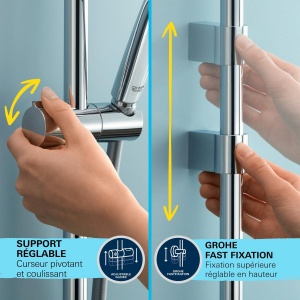 Set dus GROHE Vitalio Start 110, 2 tipuri de jet, crom, 1750 mm - Img 9