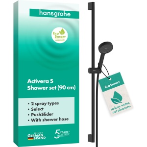 Set dus hansgrohe Activera Select S, mattschwarz, 2 tipuri de jeturi, 1.60 m furtun