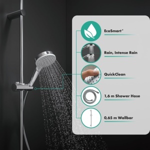Set dus hansgrohe Crometta cu dusca de 100 mm, 2 tipuri de jet, alb crom - Img 2