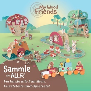 Set figurine din lemn Chicco My Wood Friends Montessori 2 ursuleti si piesa de puzzle pentru copii 2 ani - Img 6