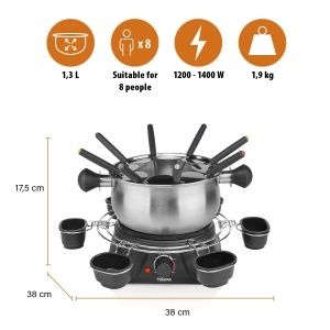 Set fondue Tristar FO-1109, 1.3L, 1400W, 8 persoane, otel inoxidabil - Img 3