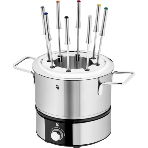 Set fondue WMF Lono pentru 8 persoane, fondue electric, 1400 W, reglare temperatura, suport furculita, oala cu inductie 1.2l, oala fierbinte, otel inoxidabil mat - Img 1