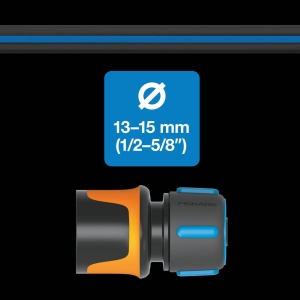 Set furtun Fiskars 1057621 18m Conectori universali Rezistent UV NegruPortocaliuAlbastru - Img 2