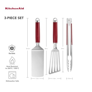 Set KitchenAid pentru Gratar de Interior 3 Piese Rosu Empire Otel Inoxidabil - Img 2