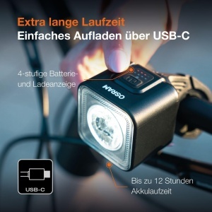 Set Lampa Bicicleta OSRAM LEDsBIKE COMPACT 100, 100 Lux, cu Bremslicht, USB-C - Img 2