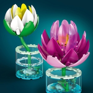 Set LEGO Botanicals Seerosen 11511, 259 piese, 2 flori, decoratiuni interioare - Img 7