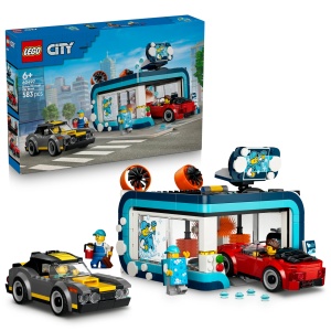 Set LEGO City - Spalatorie Auto cu 2 Masini, 4 Figurine, 583 Piese