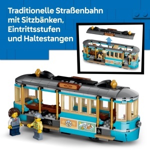 Set LEGO City Tramvai Clasic de Plaja 60506 cu 693 Piese, 5 Figurine - Img 4