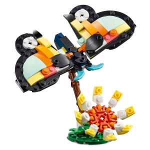 Set LEGO Creator 3-in-1 Animale Salbatice Tukan Tropical cu Floare - 225 piese - Img 4
