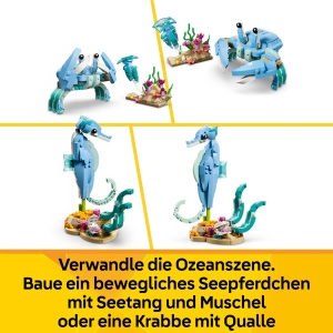 Set LEGO Creator 3-in-1 Meerestiere 31385 - Delfini, Seepferdchen, Krabbe - 542 piese - Img 5