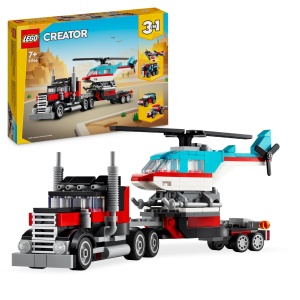 Set LEGO Creator 3in1 Camion Platforma cu Helicopter 270 piese, pentru copii 7