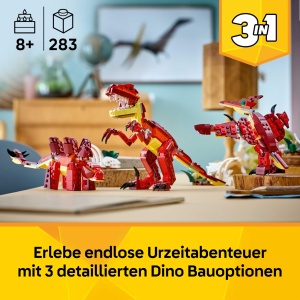 Set LEGO Creator 3in1 Dinozauri - Velociraptor, Stegosaurus, Pterosaur, 283 piese - Img 2