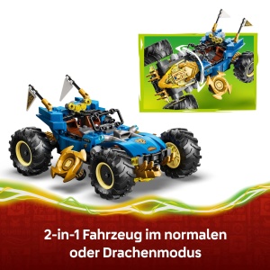 Set LEGO NINJAGO Jays Transformationsflitzer 2in1 cu 5 Minifiguri, 387 Piese - Img 3