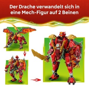 Set LEGO NINJAGO Wyldfyres Drachenmech 71868 - 2-in-1, 821 piese, 6 minifigurine - Img 3