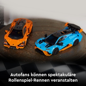 Set LEGO Speed Champions Lamborghini Revuelto si Huracan STO, 607 piese, 2 masini si 2 figurine - Img 3