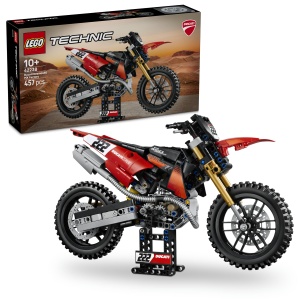 Set LEGO Technic Ducati Desmo450 MX Factory Motocicleta cu Lenkung si Federung, 457 piese