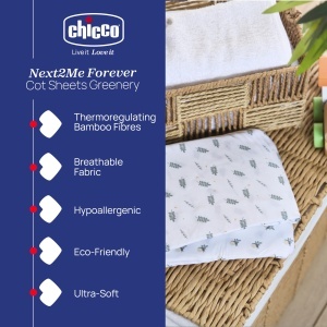 Set lenjerie pat Chicco Bambusfaser 58x110 cm Compatibil Next2Me Forever - Img 2