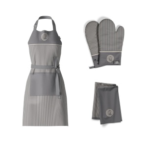 Set MasterChef de Prosoape de Bucatarie, Schita, Manusi de Cuptor, Gri, 100 Bumbac